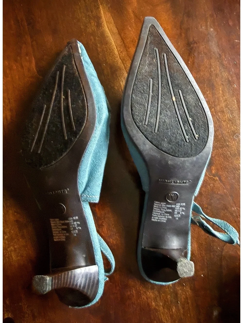 Highlights Women's Blue Suede Slingback Heels Size 10W